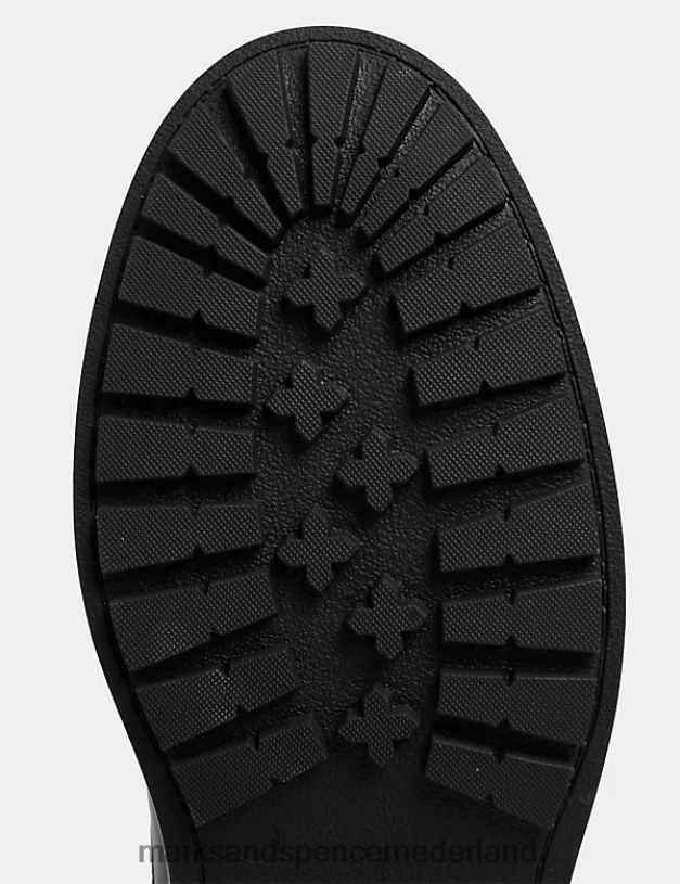 Marks & Spencer Heren leren derbyschoenen met brede pasvorm zwart schoenen N8VZP6411