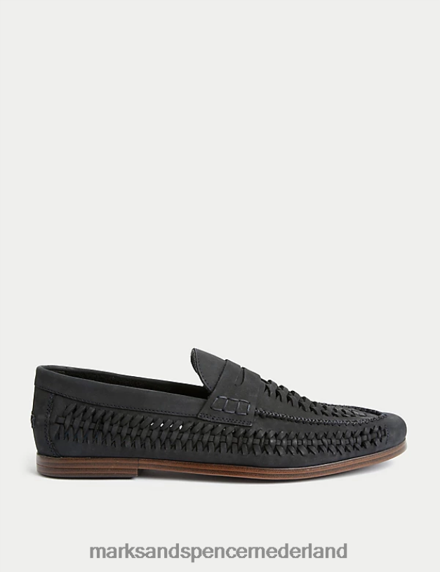 Marks & Spencer Heren leren loafers marine schoenen N8VZP5478