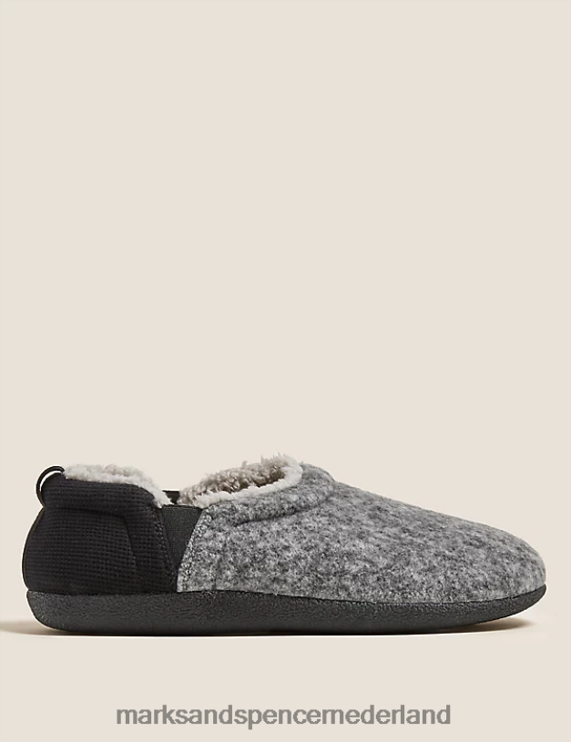 Marks & Spencer Heren Met fleece gevoerde pantoffels met frisse voeten zwarte mix schoenen N8VZP6912