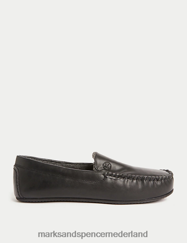 Marks & Spencer Heren mocassin pantoffels zwart schoenen N8VZP5955
