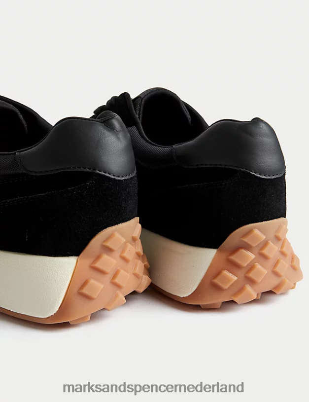 Marks & Spencer Heren Sneakers met veters en frisse voeten zwarte mix schoenen N8VZP6659