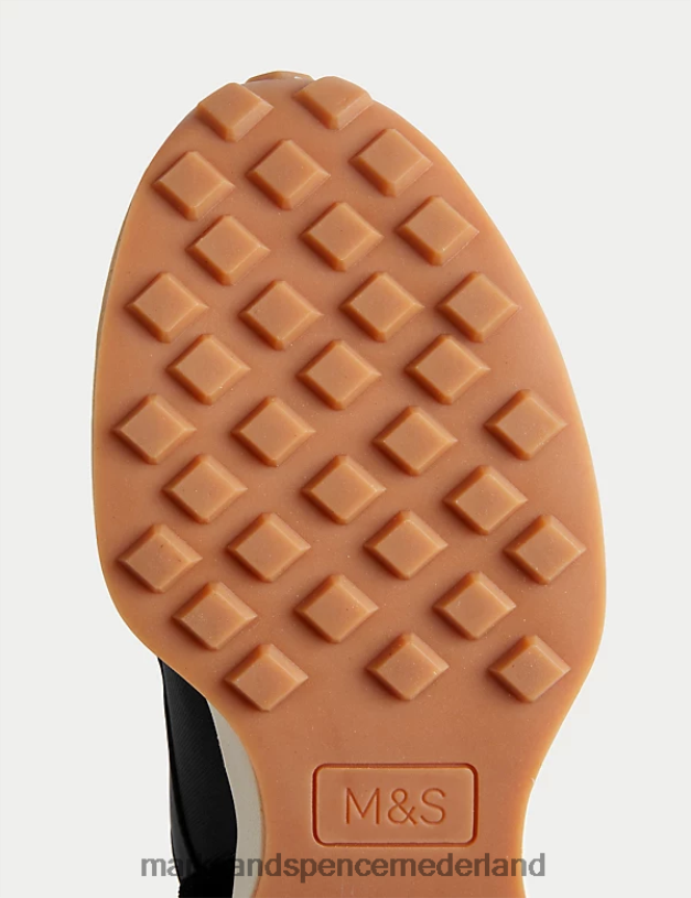 Marks & Spencer Heren Sneakers met veters en frisse voeten zwarte mix schoenen N8VZP6659