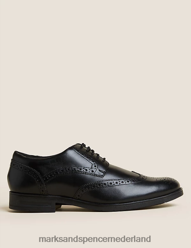 Marks & Spencer Heren Airflex leren brogues met brede pasvorm zwart schoenen N8VZP6060