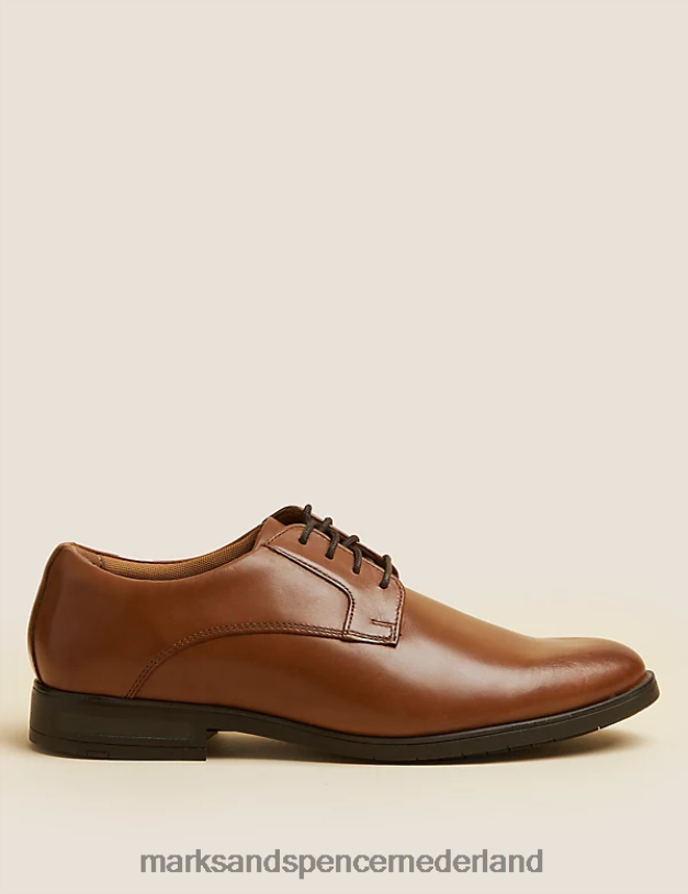 Marks & Spencer Heren Airflex leren derbyschoenen bruinen schoenen N8VZP7500