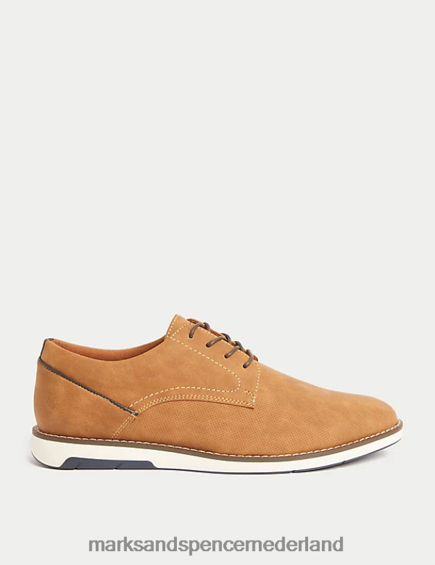 Marks & Spencer Heren Derby schoenen met frisse voeten bruinen schoenen N8VZP5518