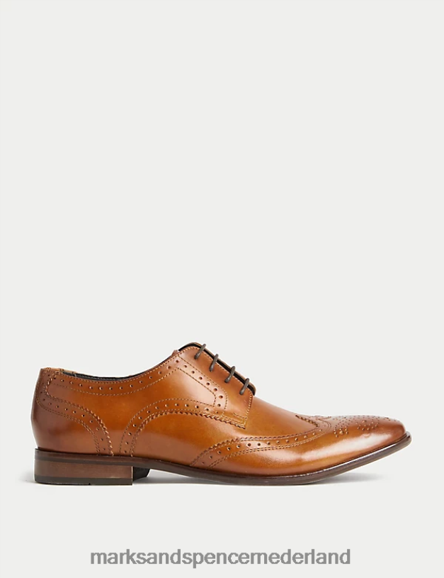 Marks & Spencer Heren leren brogues bruinen schoenen N8VZP5659
