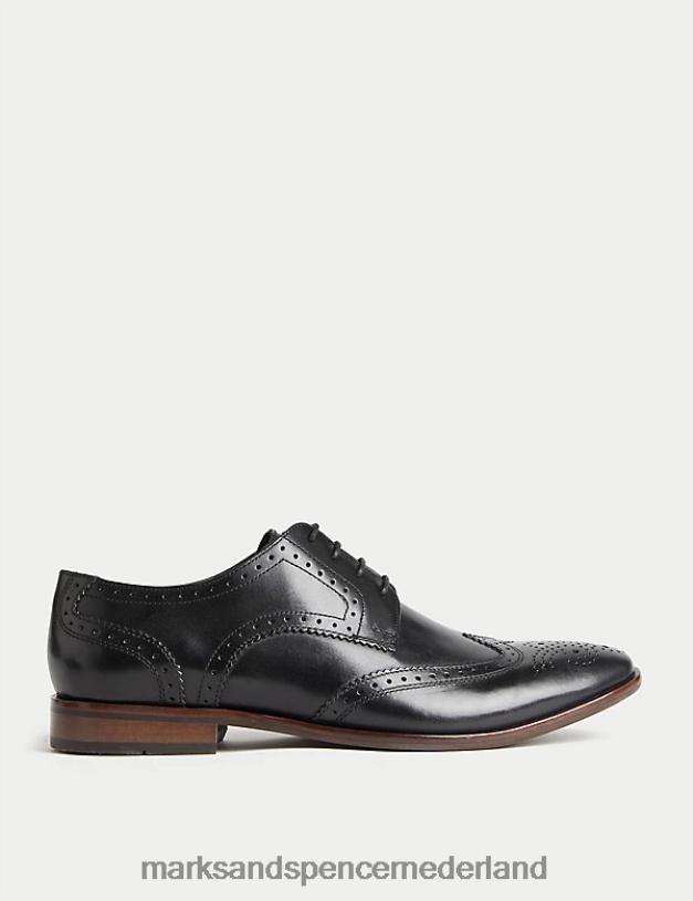 Marks & Spencer Heren leren brogues zwart schoenen N8VZP6050