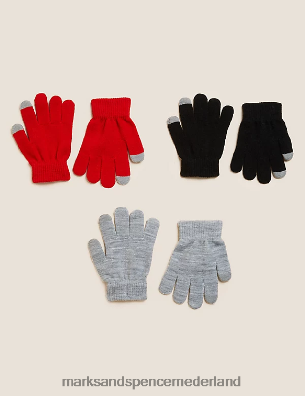 Marks & Spencer kinderen 3 stuks handschoenen rood accessoires N8VZP8428