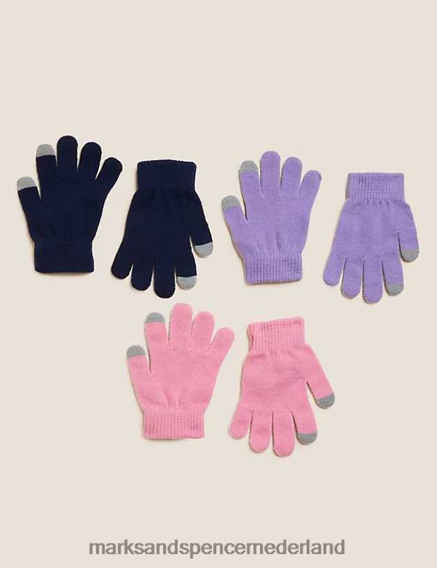Marks & Spencer kinderen 3 stuks handschoenen suiker roze accessoires N8VZP8401