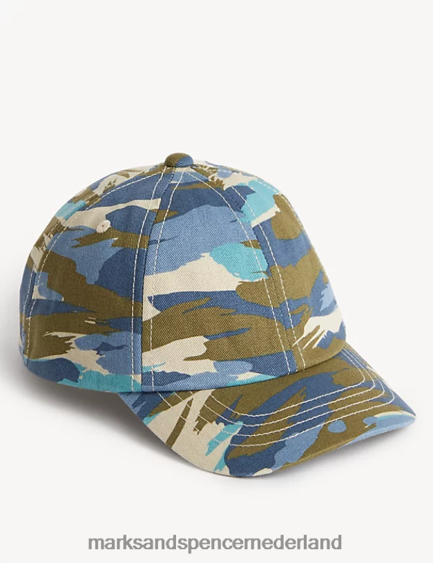 Marks & Spencer kinderen Baseballpet van puur katoen met camouflageprint khaki accessoires N8VZP8044