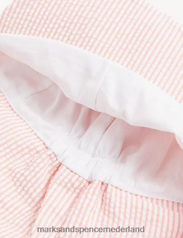 Marks & Spencer kinderen Gestreepte zonnehoed van puur katoen abrikoos accessoires N8VZP8728