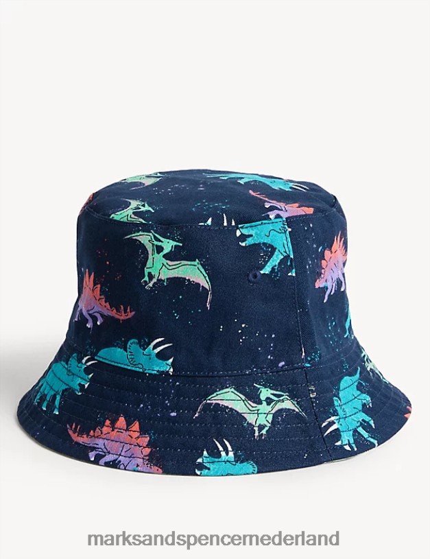 Marks & Spencer kinderen Puur katoenen dinosauruszonnehoed indigo accessoires N8VZP8275