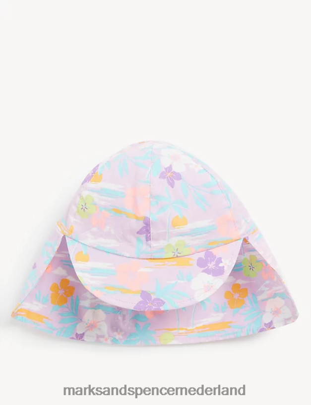 Marks & Spencer kinderen Zonnehoed van puur katoen met bloemen koel roze accessoires N8VZP8133