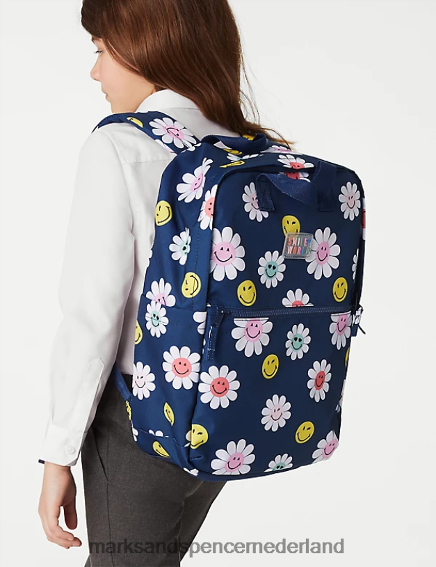 Marks & Spencer kinderen smileyworld waterafstotende schoolrugzak indigo accessoires N8VZP8799