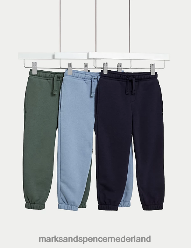 Marks & Spencer kinderen 3 paar katoenrijke joggingbroeken multi kleding N8VZP7871