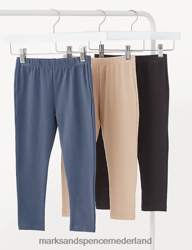 Marks & Spencer kinderen 3 stuks katoenrijke leggings multi kleding N8VZP8591