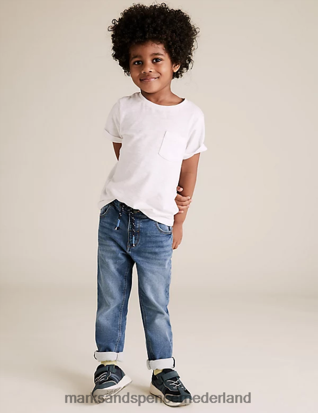 Marks & Spencer kinderen Comfortabele stretchjeans met normale pasvorm blauwe denim kleding N8VZP7604