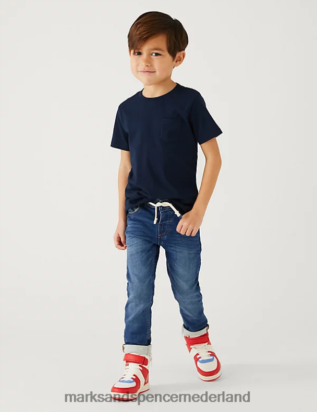 Marks & Spencer kinderen Comfortabele stretchjeans met skinny pasvorm donkerblauw denim kleding N8VZP7597