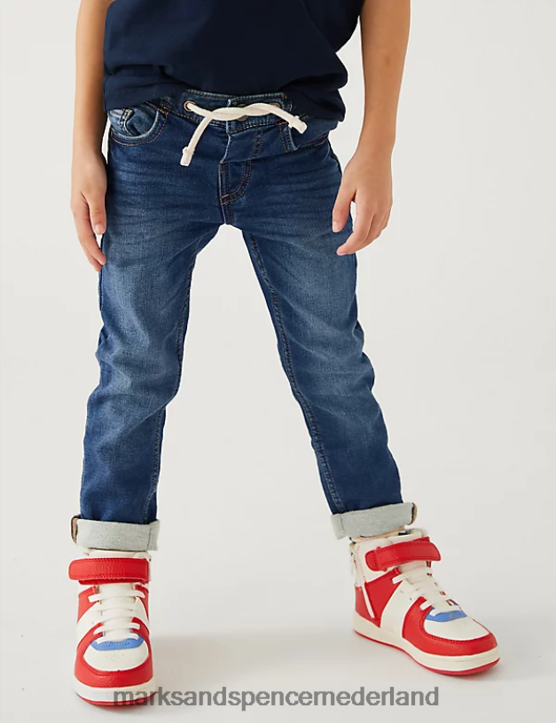 Marks & Spencer kinderen Comfortabele stretchjeans met skinny pasvorm donkerblauw denim kleding N8VZP7597