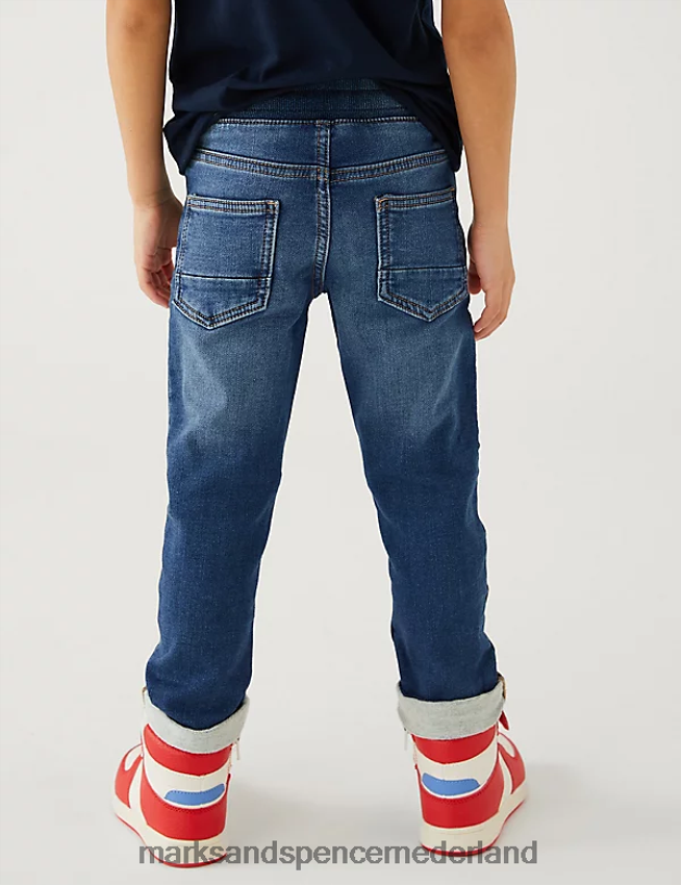 Marks & Spencer kinderen Comfortabele stretchjeans met skinny pasvorm donkerblauw denim kleding N8VZP7597