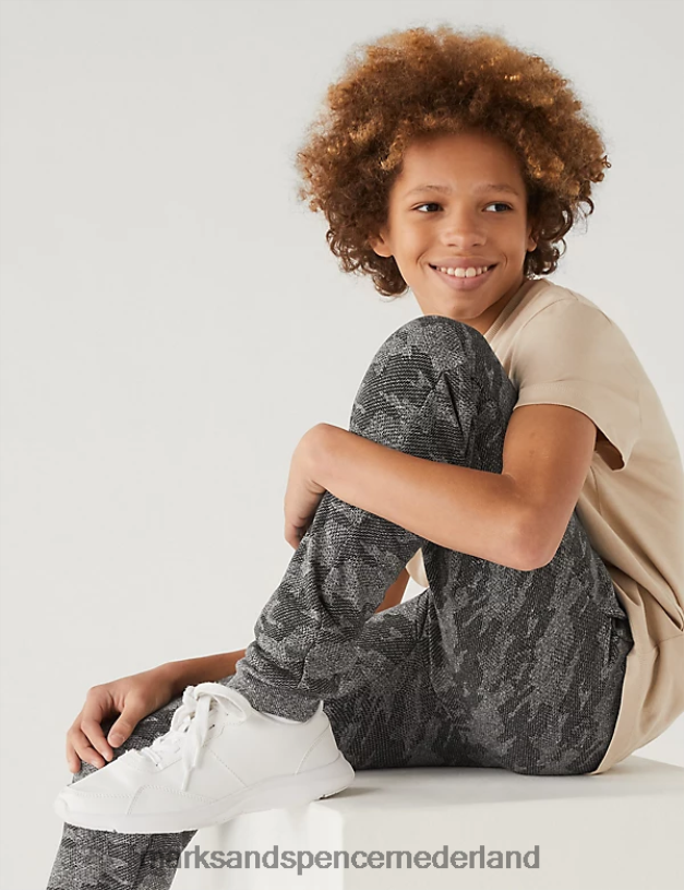 Marks & Spencer kinderen katoenrijke camouflagejoggingbroek grijze mix kleding N8VZP8310