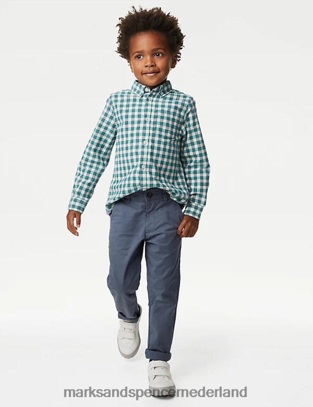 Marks & Spencer kinderen katoenrijke chino's luchtmacht blauw kleding N8VZP8228