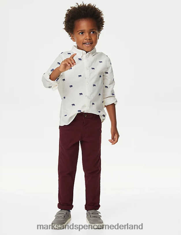 Marks & Spencer kinderen katoenrijke chino's rood kleding N8VZP8227