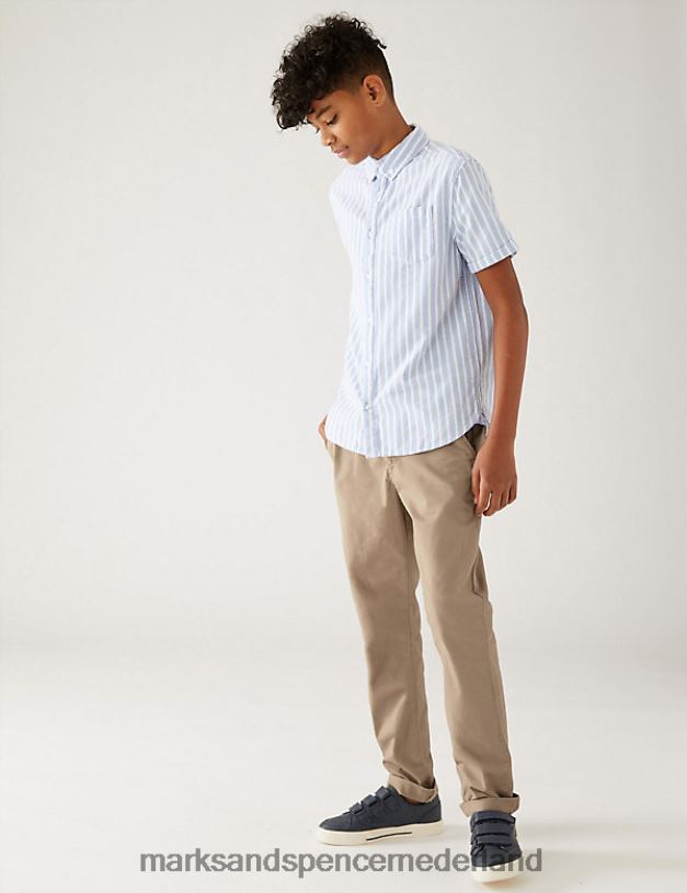 Marks & Spencer kinderen katoenrijke chino's steen kleding N8VZP7991