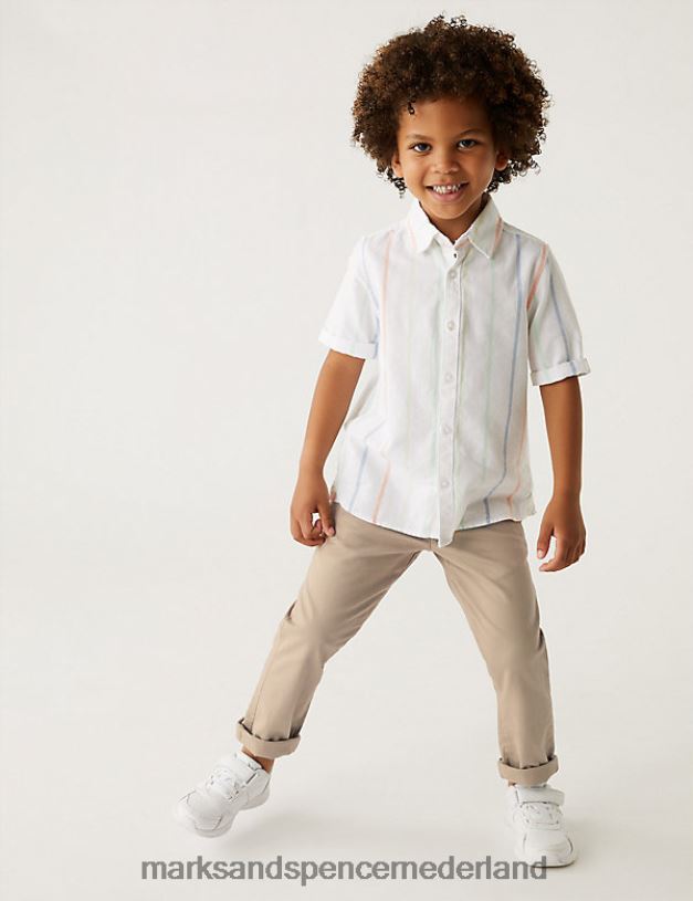 Marks & Spencer kinderen katoenrijke chino's steen kleding N8VZP8224