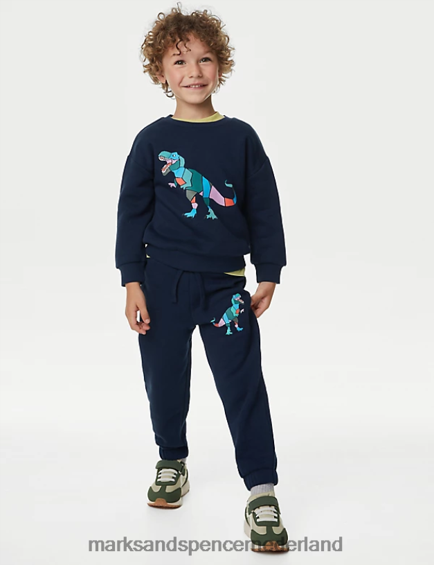 Marks & Spencer kinderen katoenrijke dinosaurusjoggingbroek marine kleding N8VZP7921