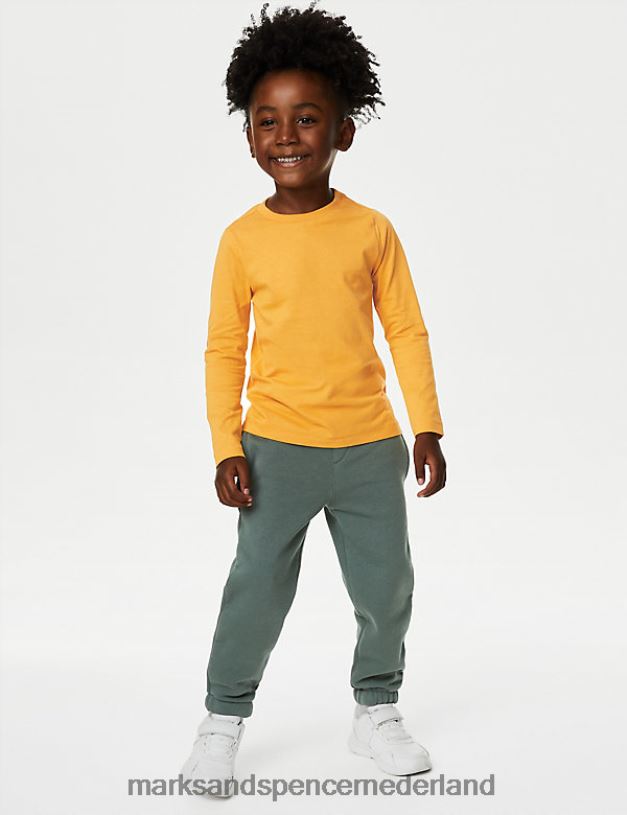 Marks & Spencer kinderen katoenrijke joggingbroek donkere salie kleding N8VZP8066