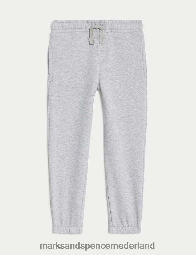 Marks & Spencer kinderen katoenrijke joggingbroek met trekkoord grijs kleding N8VZP8598