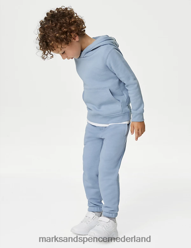Marks & Spencer kinderen katoenrijke joggingbroek middelblauw kleding N8VZP8347