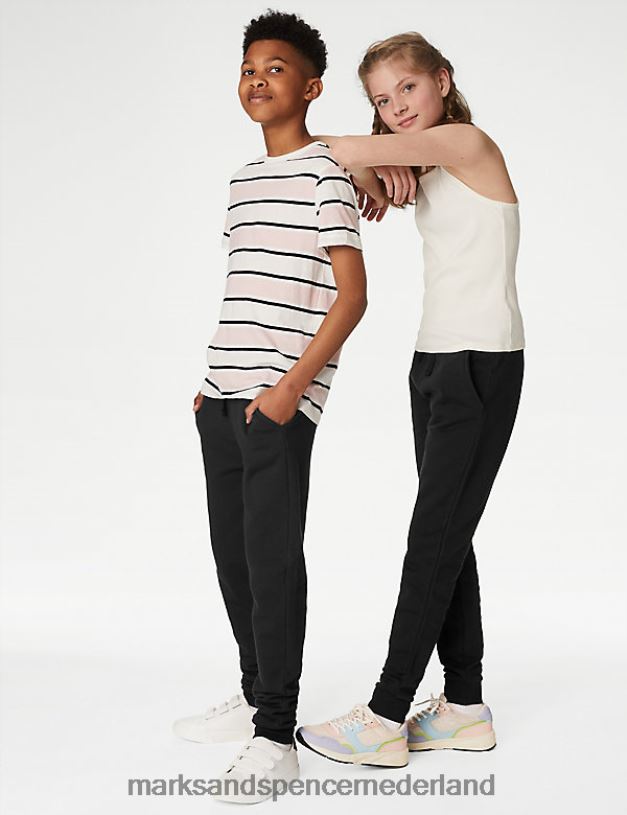 Marks & Spencer kinderen katoenrijke joggingbroek zwart kleding N8VZP8395