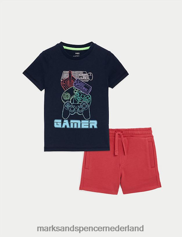 Marks & Spencer kinderen 2-delige gameroutfit van puur katoen multi kleding N8VZP8153
