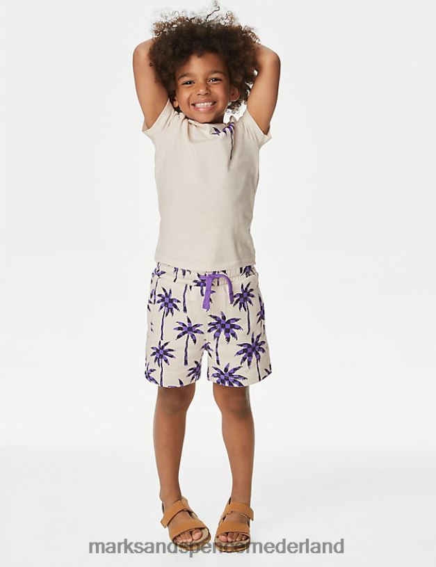 Marks & Spencer kinderen 2-delige palmboomoutfit van puur katoen crème mix kleding N8VZP7987