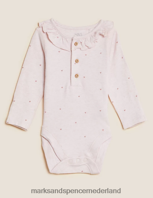 Marks & Spencer kinderen 3 stuks puur katoenen bodysuits roze mix kleding N8VZP7601
