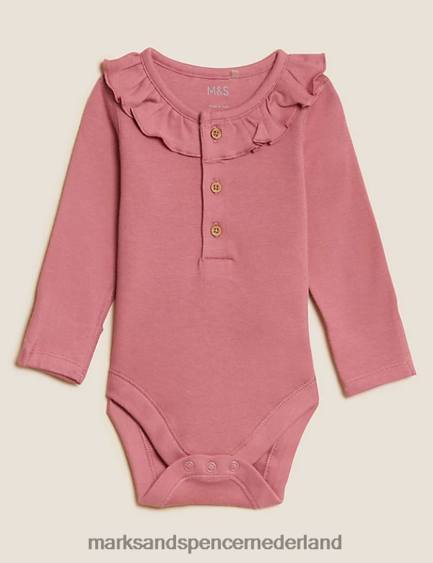 Marks & Spencer kinderen 3 stuks puur katoenen bodysuits roze mix kleding N8VZP7601
