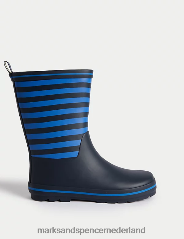 Marks & Spencer kinderen Freshfeet gestreepte laarzen marine mix schoenen N8VZP8552