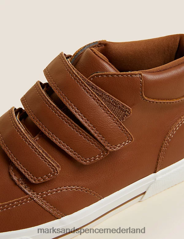 Marks & Spencer kinderen Freshfeet hoge riptape-topjes bruinen schoenen N8VZP8241