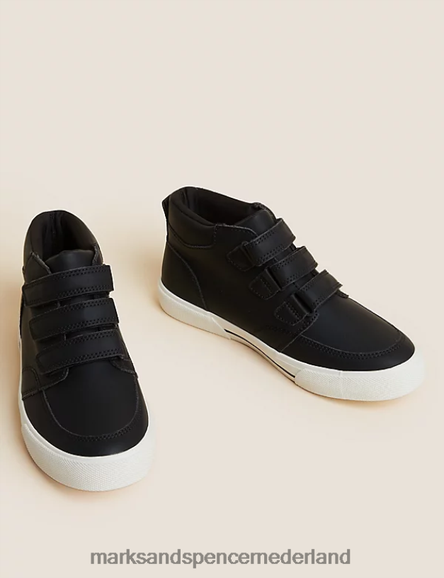 Marks & Spencer kinderen Freshfeet hoge riptape-topjes zwart schoenen N8VZP8788