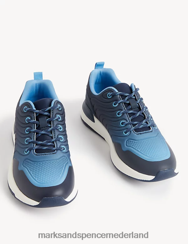 Marks & Spencer kinderen Freshfeet ombre-sneakers blauw mengsel schoenen N8VZP8002