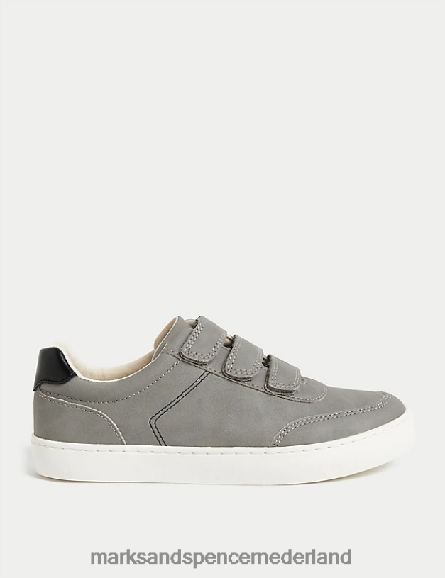 Marks & Spencer kinderen Freshfeet riptape-sneakers grijs schoenen N8VZP8313