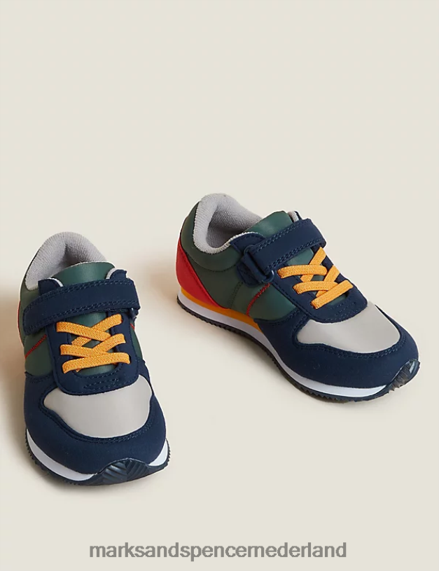 Marks & Spencer kinderen Freshfeet riptape-sneakers groene mix schoenen N8VZP8627