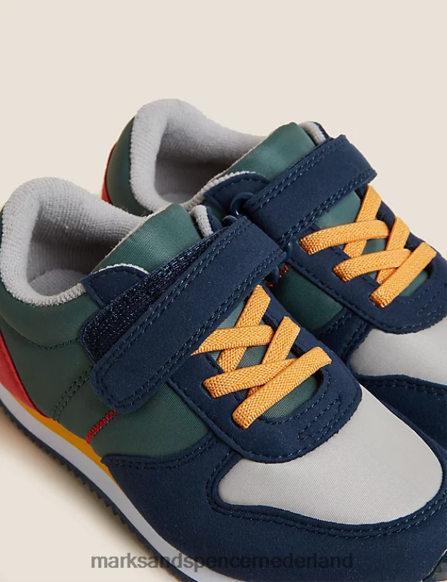 Marks & Spencer kinderen Freshfeet riptape-sneakers groene mix schoenen N8VZP8627