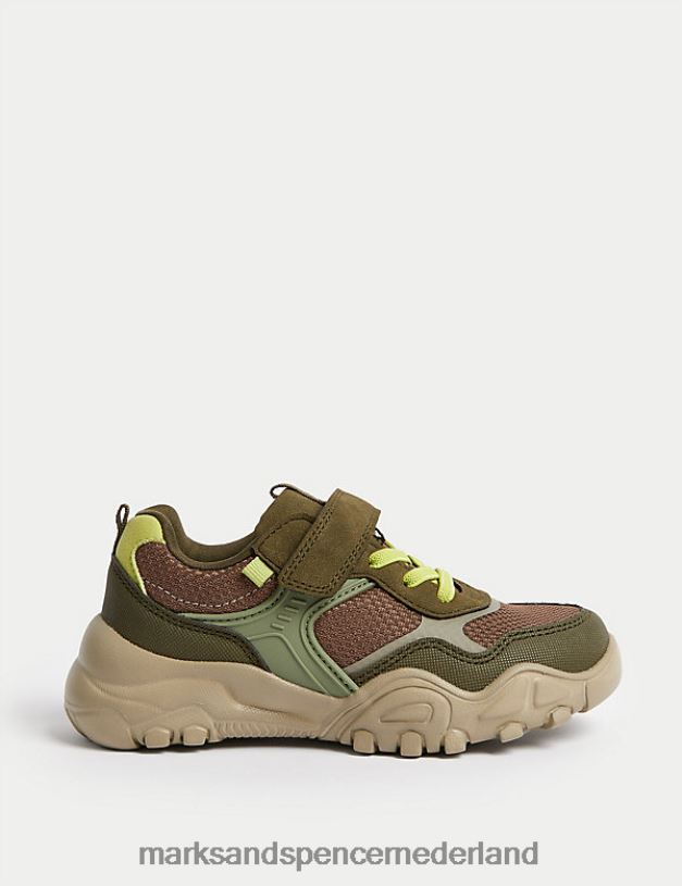 Marks & Spencer kinderen Freshfeet riptape-sneakers khaki schoenen N8VZP8149