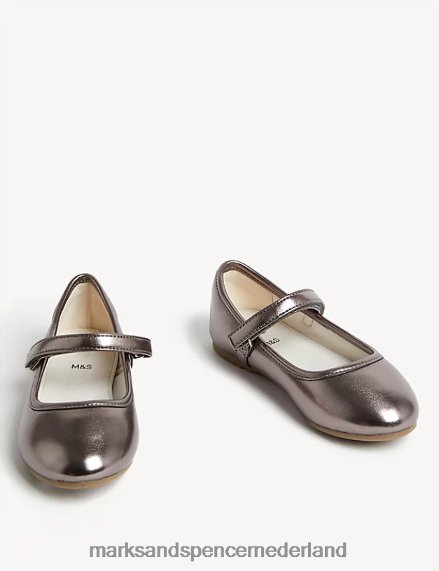 Marks & Spencer kinderen Mary Jane-schoenen met metallic riptape tin schoenen N8VZP9687