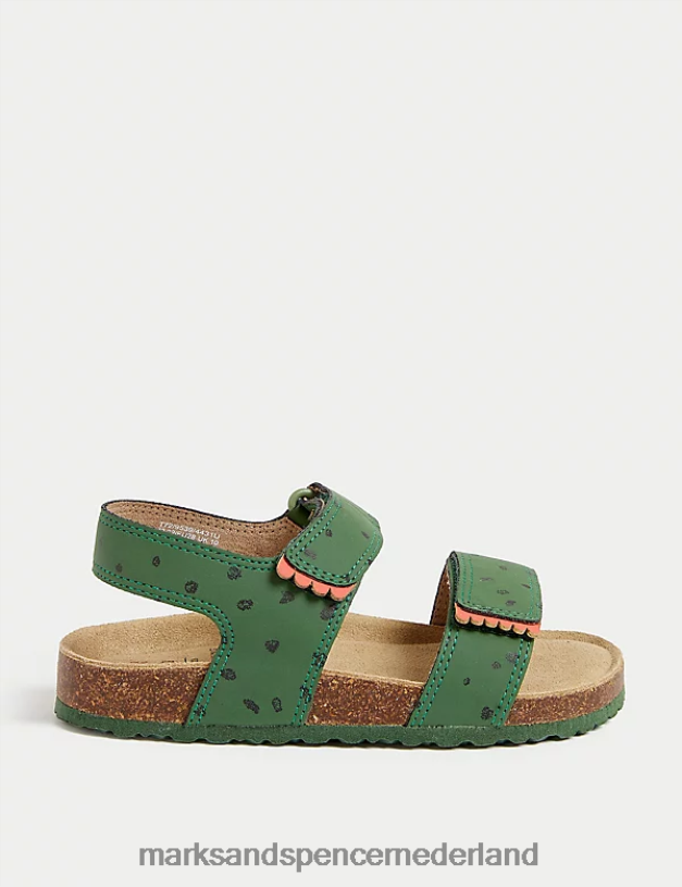 Marks & Spencer kinderen Sandalen met dinosaurus-scheurband-voetbed groene mix schoenen N8VZP8708