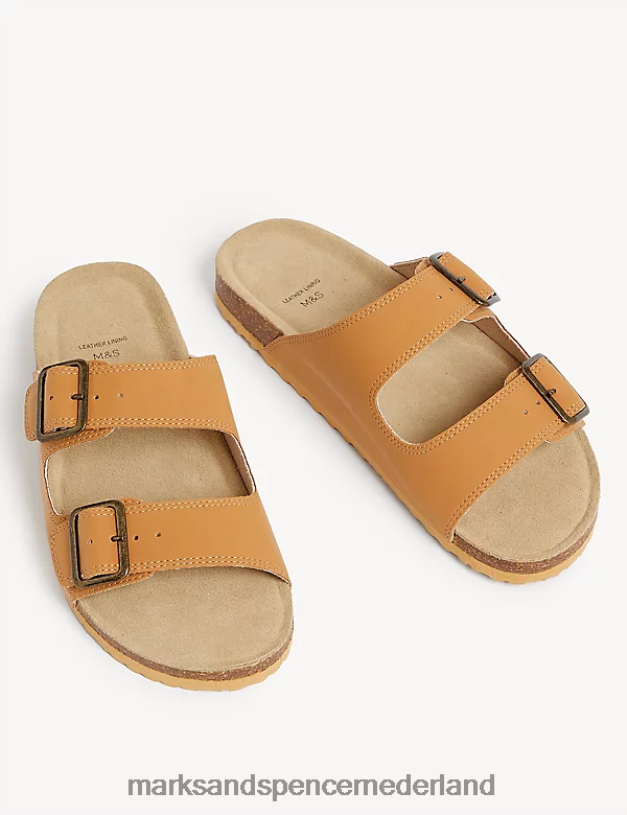 Marks & Spencer kinderen Slip-on voetbed sandaal bruinen schoenen N8VZP8933