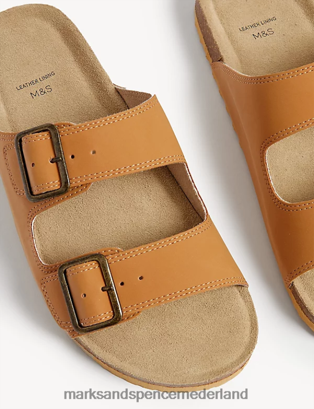 Marks & Spencer kinderen Slip-on voetbed sandaal bruinen schoenen N8VZP8933